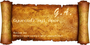 Gyurcsányi Apor névjegykártya