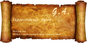 Gyurcsányi Apor névjegykártya